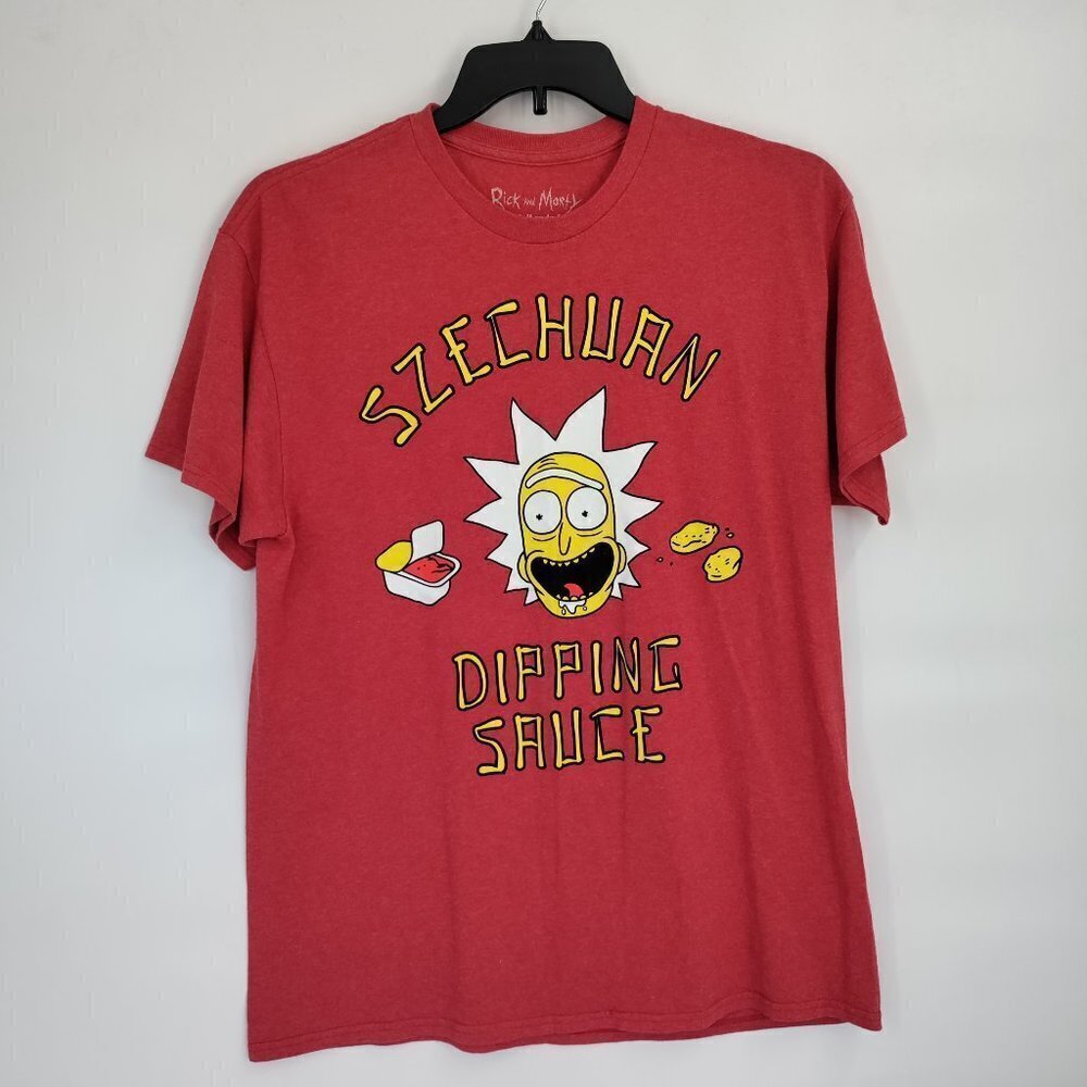 Rick And Morty Adult Swim Rick Szechuan Dipping Sauce T-Shirt Top Large Women